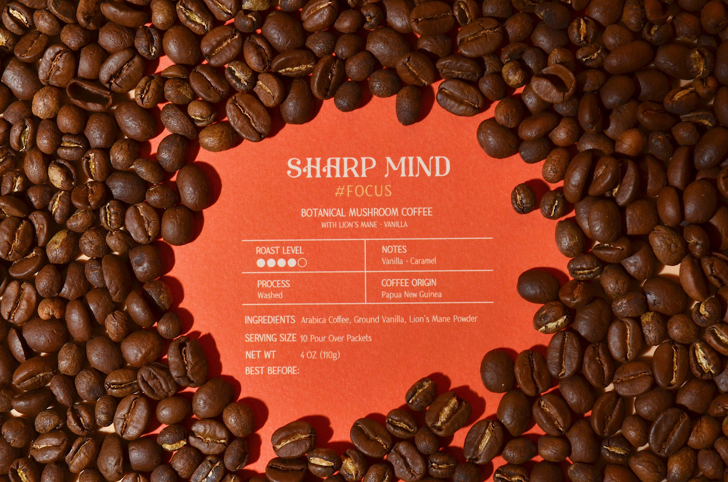 For Focus | SHARP MIND Coffee with Lion’s Mane, Vanilla | 10 Packs - Wild Infusion Coffee