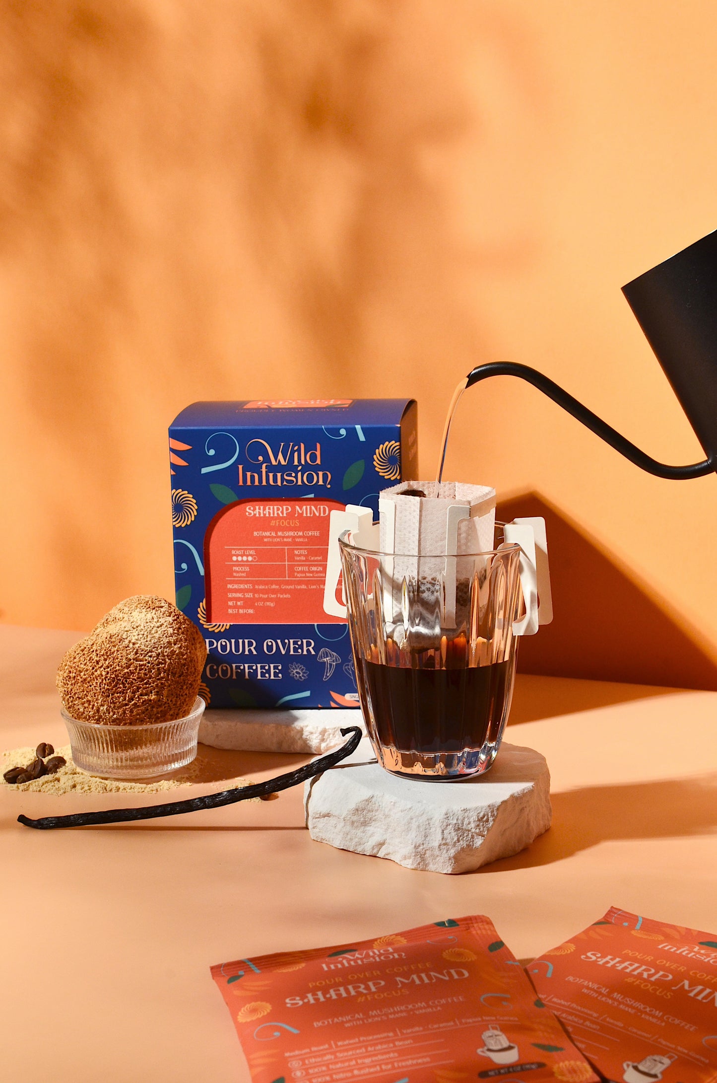For Focus | SHARP MIND Coffee with Lion’s Mane, Vanilla | 10 Packs - Wild Infusion Coffee