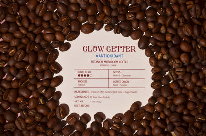For ANTIOXIDANT | GLOW GETTER Coffee with Chaga, Rose | 10 Packs - Wild Infusion Coffee