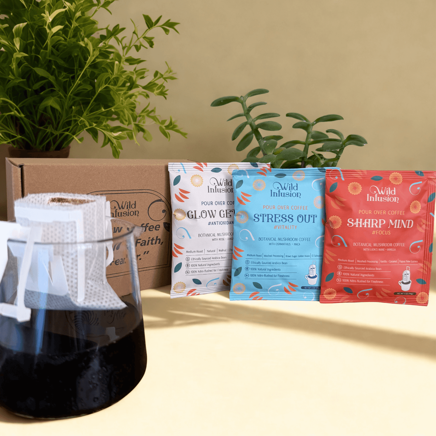 Botanical Mushroom Coffee | First Sip Ritual Kit | 3 Packs - Wild Infusion Coffee