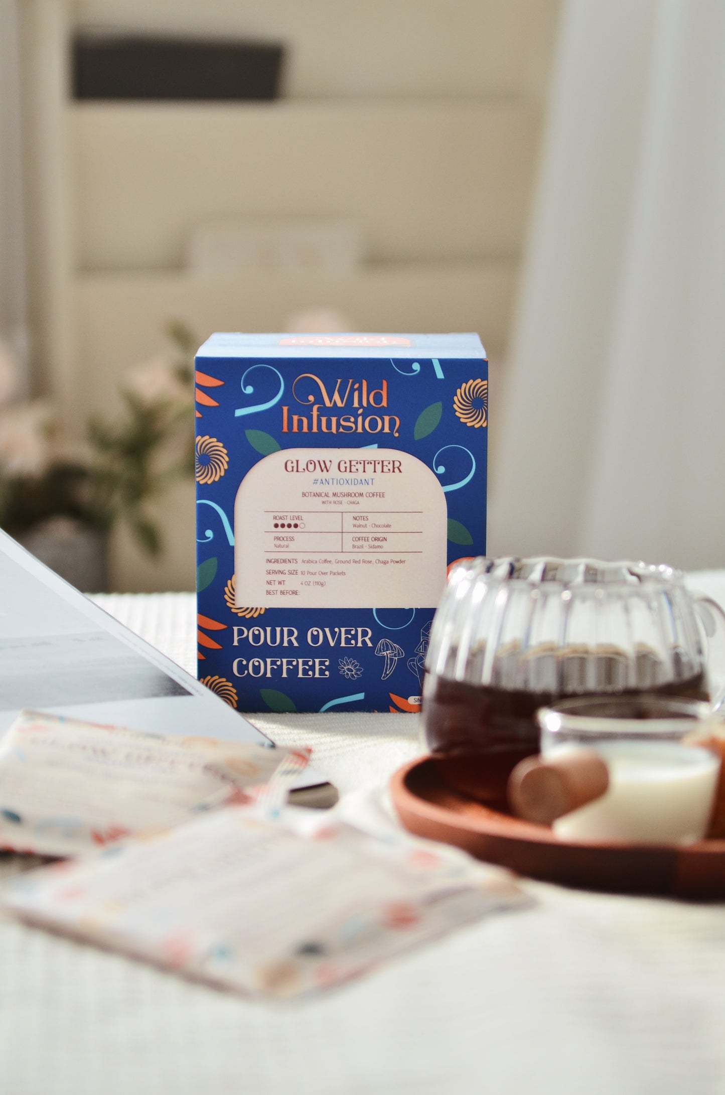 For ANTIOXIDANT | GLOW GETTER Coffee with Chaga, Rose | 10 Packs - Wild Infusion Coffee
