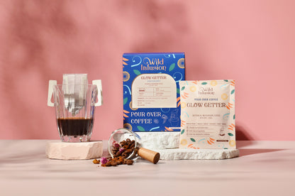 For ANTIOXIDANT | GLOW GETTER Coffee with Chaga, Rose | 10 Packs - Wild Infusion Coffee