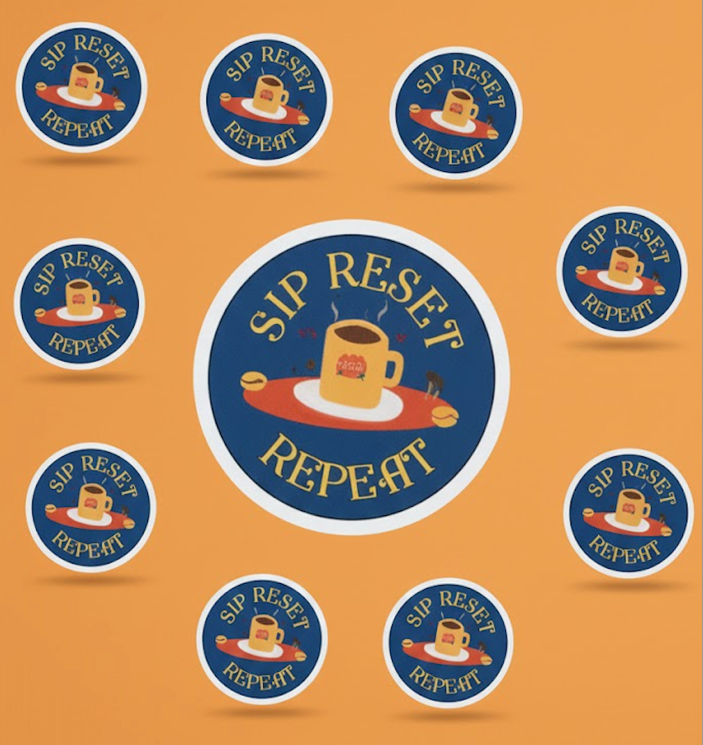 "Sip, Reset, Repeat" Sticker - Wild Infusion Coffee