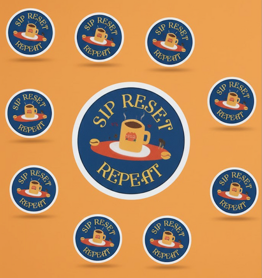 "Sip, Reset, Repeat" Sticker - Wild Infusion Coffee